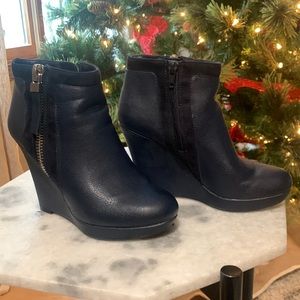 Navy Wedge Boots
